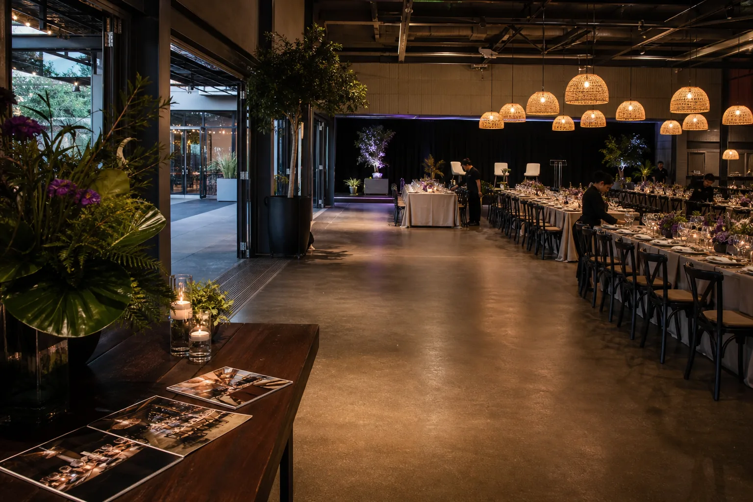 A stylish Johannesburg corporate event venue prepared for a year-end celebration